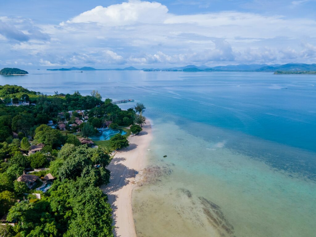 Aerial view of Naka Island near Phuket Thailand, tropical Island in Thailand