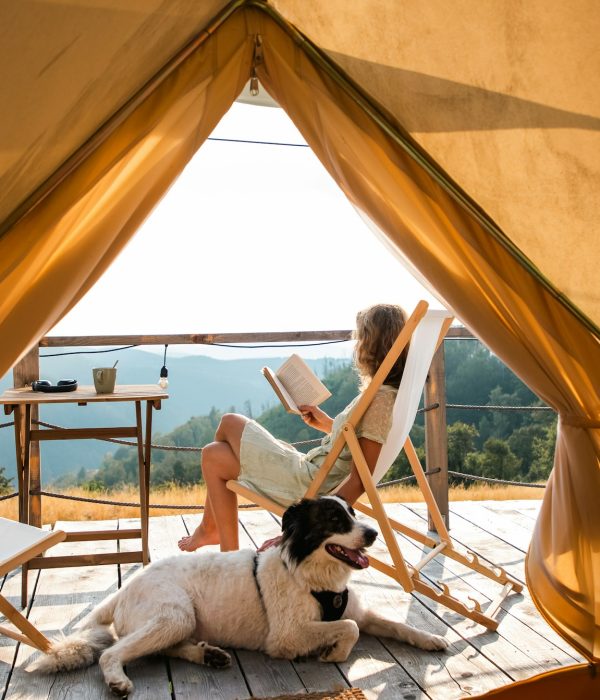 glamping or glamour camping with a dog